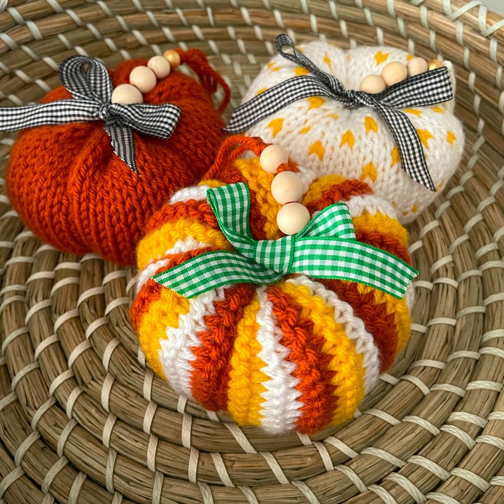 Candy Corn Knit Pumpkins. Limited collection